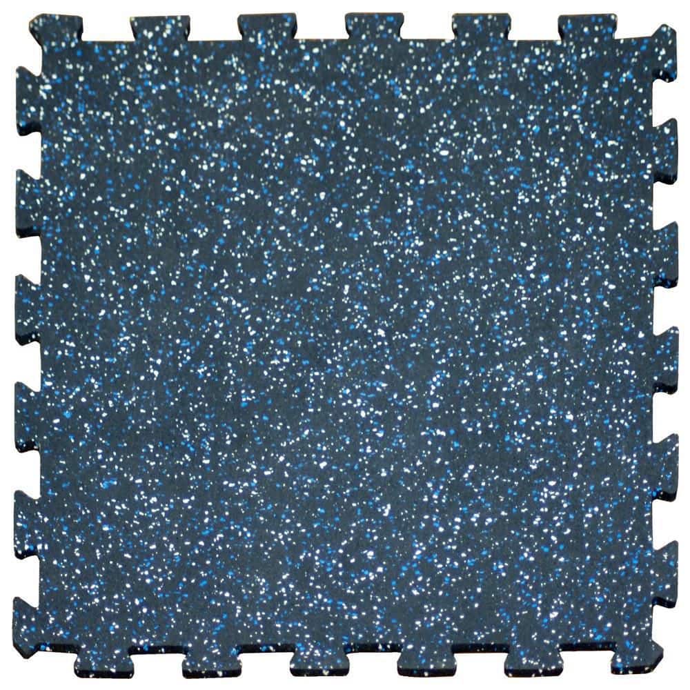 Large Blue/White Speckle Recycled Rubber Outdoor Interlocking Tiles