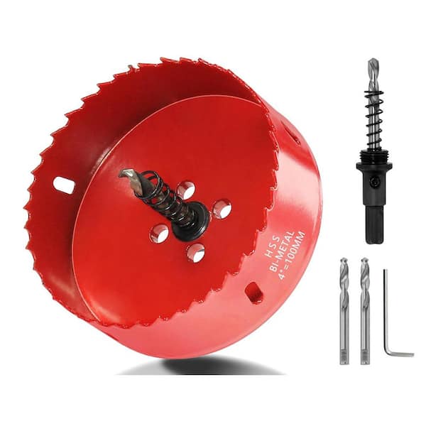 Unbranded 4 in. HSS Bi-Metal Hole Saw with 1.4 in. Cutting Depth for Wood Plastic Drywall Metal Sheet Cornhole Boards