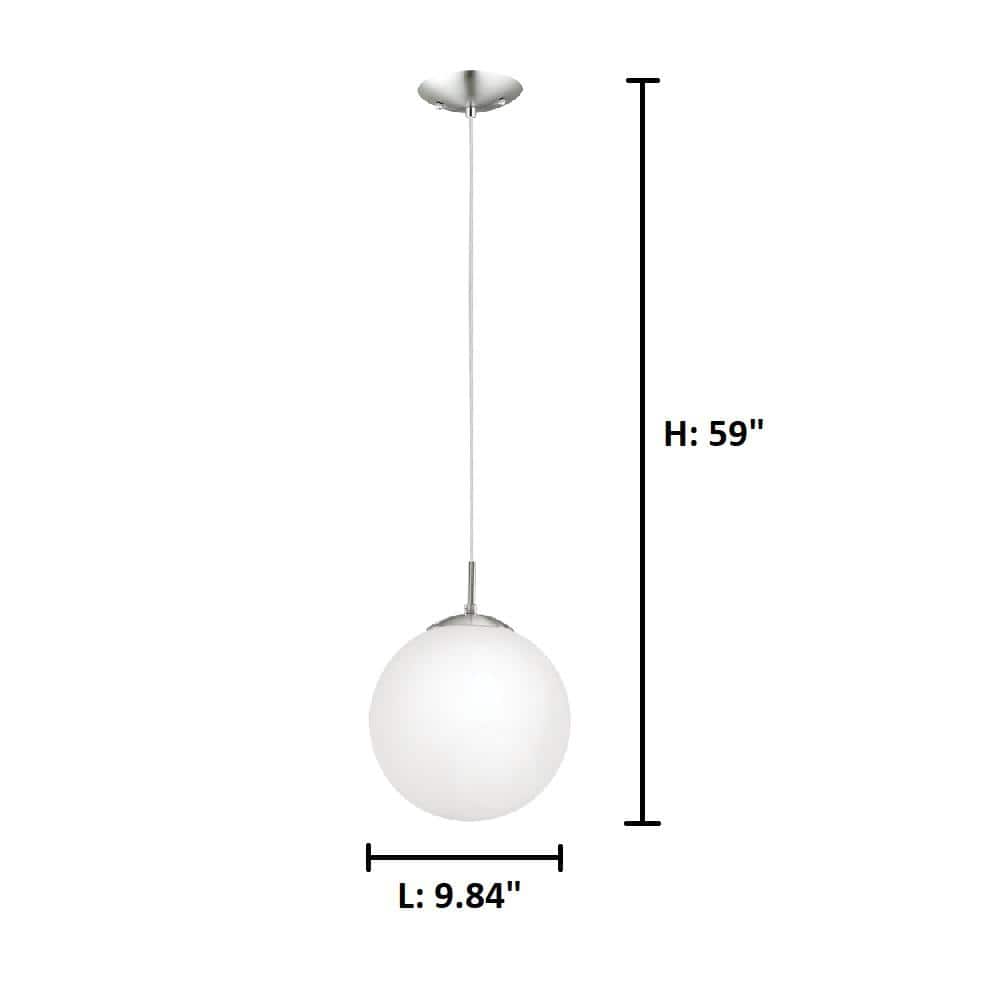 Modern Globe Nickel & Glass Pendant Light with Adjustable Height