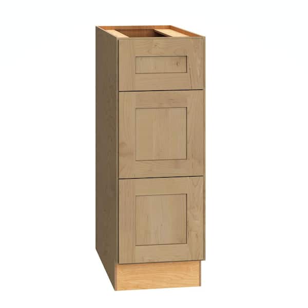 QuickShip Cottage 12 in. W x 24 in. D x 34.5 in. H Assembled Plywood Shaker 3-Drawer Base Kitchen Cabinet in Canopy