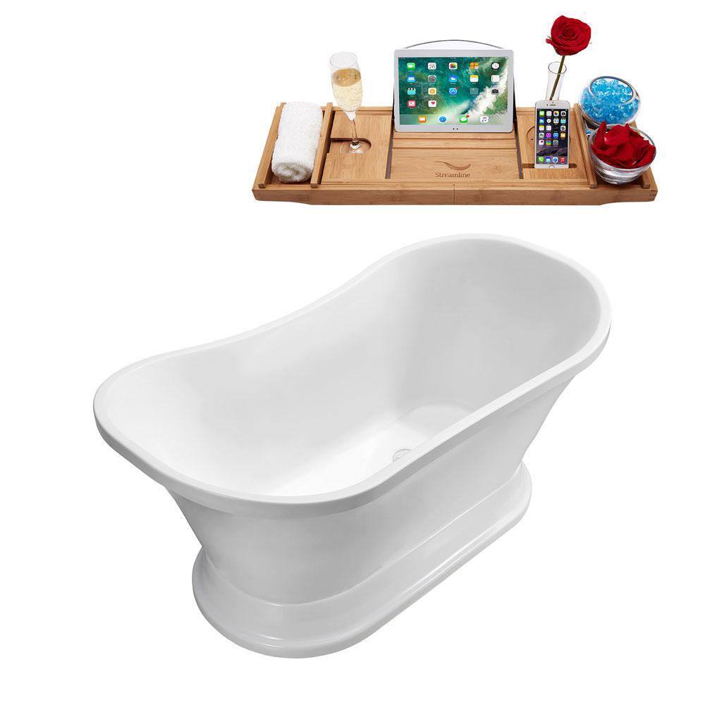 68'' Glossy White Acrylic Double Slipper Clawfoot Bathtub