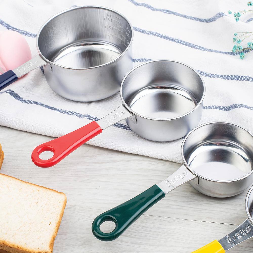 Color-Coded Stainless Steel Measuring Cup Set with Engraved Measurements