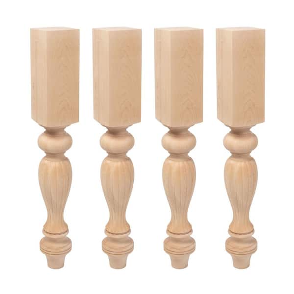 35.25 in. x 5 in. Unfinished Solid North American Hard Maple French Kitchen Island Leg (4-Pack)