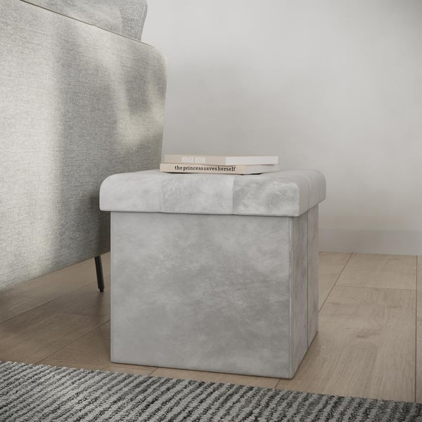 Lavish Home Storage Ottoman - Velvet Tufted Footrest, Toy Chest or Storage Organizer with Removable Lid, Velvet Chest Gray