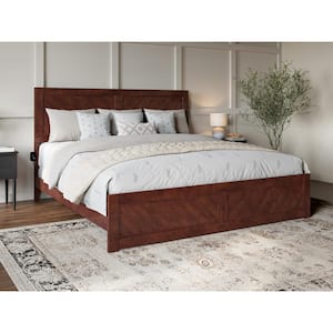 Canyon Walnut Brown Solid Wood King Foundation Bed Frame with Matching Footboard