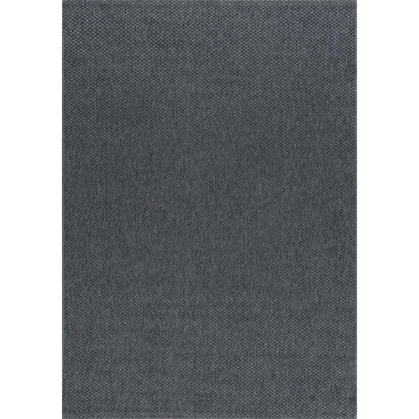 Tayse Rugs Farmhouse Solid Charcoal 2 ft. x 7 ft. Indoor/Outdoor Runner Rug