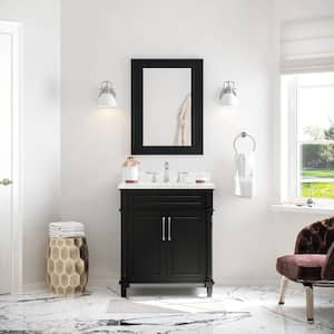 Aberdeen 36 in. W x 22 in. D x 34.5 in. H Bath Vanity in Black with White Carrara Marble Top