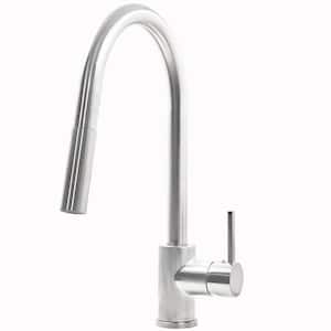 KEN Dual Action Single Handle Pull Down Sprayer Kitchen Faucet in Brushed Nickel