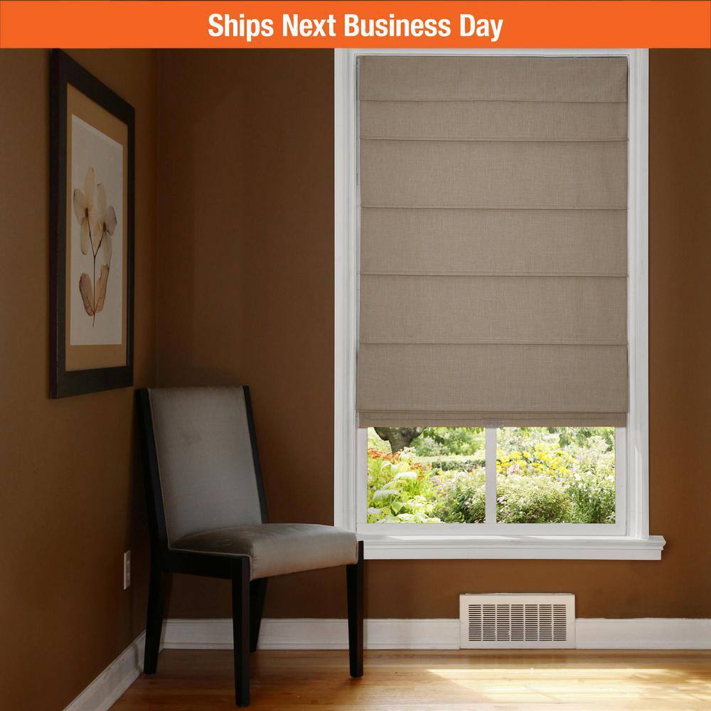 27-Inch Linen Cordless Blackout Fabric Roman Shades