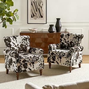 Auria Cowhide Polyester Arm Chair with Nailhead Trim (Set of 2)