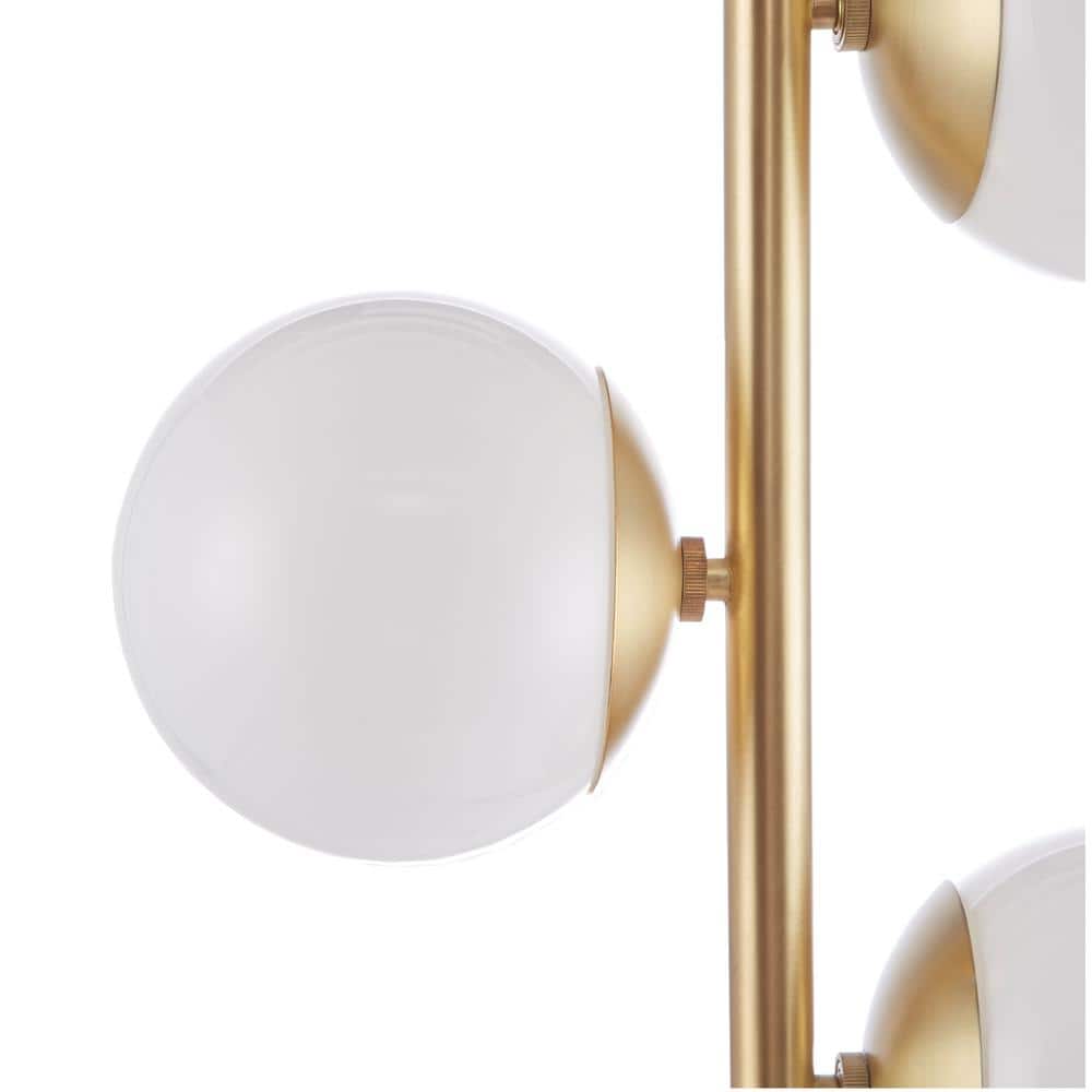 Holloway 62" White and Gold 3-Globe Marble Base Floor Lamp
