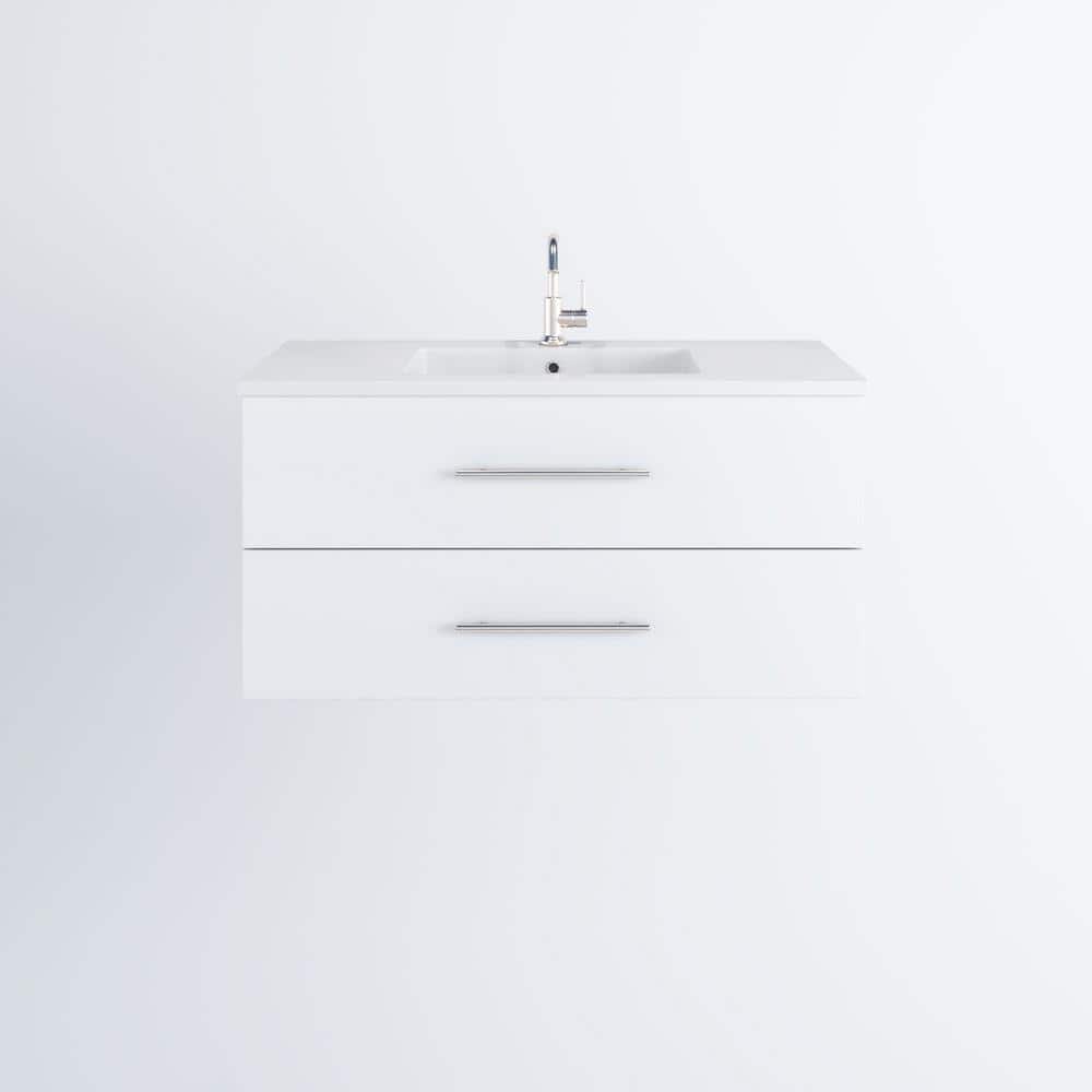 Napa 42 in. W. x 20 in. D Single Sink Bathroom Vanity Wall Mounted in White with Acrylic Integrated Countertop price history on PriceWatchPro