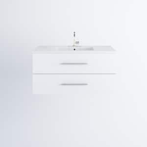 Napa 42 in. W. x 20 in. D Single Sink Bathroom Vanity Wall Mounted in White with Acrylic Integrated Countertop