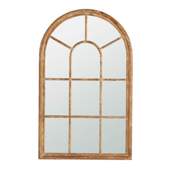 Unbranded 34in.x54.3in.Large Arched Decorative Mirror, Classic Architectural Style Solid Fir Interior Decoration Corner Moulding