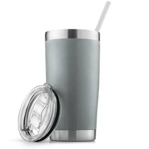 20 Oz. Stainless Steel Insulated Tumbler with Lid and Straw - Grey Shimmer