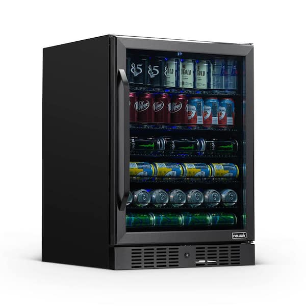 NewAir 24 in. 177 (12 oz.) Can Built-In Beverage Cooler Fridge with Precision Temperature in Black Stainless Steel Refrigerator