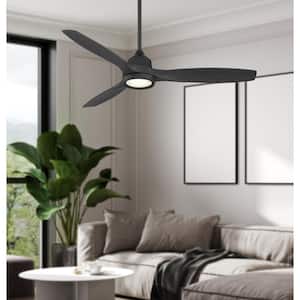 Skyhawk 60 in. Integrated LED Indoor Black Ceiling Fan with Light with Remote Control