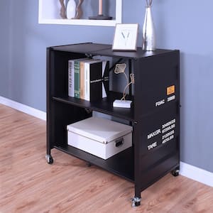 Dyna 30 in. W x 35 in. H Black 2-Shelf Folding Standard Bookcase