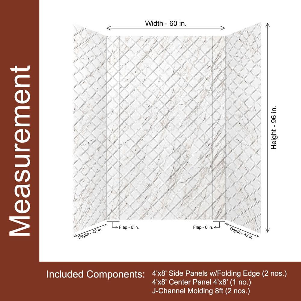 Argyle Marble PVC Glue-Up Tub and Shower Wall Panels