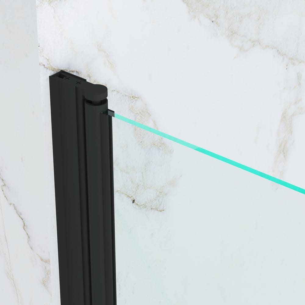 Black 43" x 55" Frameless Glass Tub Door