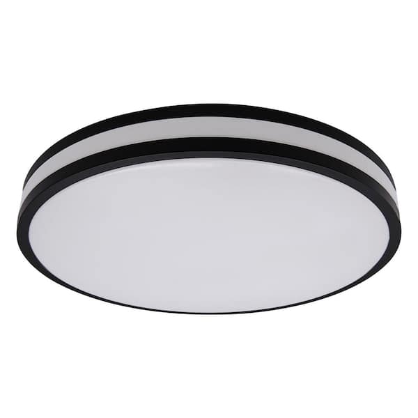 Lecoht 13 in. Matte Black Adjustable CCT Integrated LED Flush Mount 3000K/4000K/5000K Light Fixture