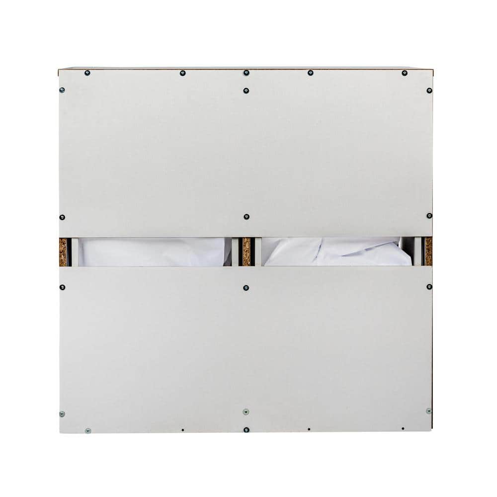 White Wood Laundry Sorter Cabinet with Drawstring Bags