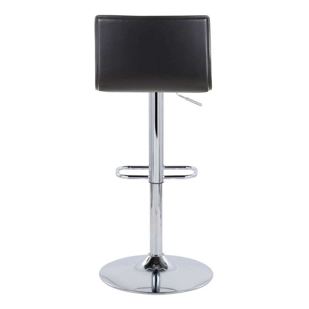 Mara Black Faux Leather Adjustable Swivel Bar Stools, Set of 2