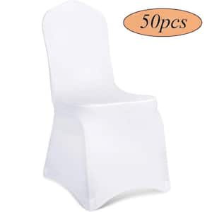 White Chair Covers Polyester Spandex Dining Chair Slipcovers(50-Pieces)