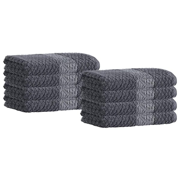 Unbranded Anton 8-Pieces Anthracite Turkish Cotton Hand Towels