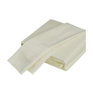 5-Piece Cream White Solid Color Viscose from Bamboo Split King Sheet Set with Super Absorbent, Cooling and Silky Smooth