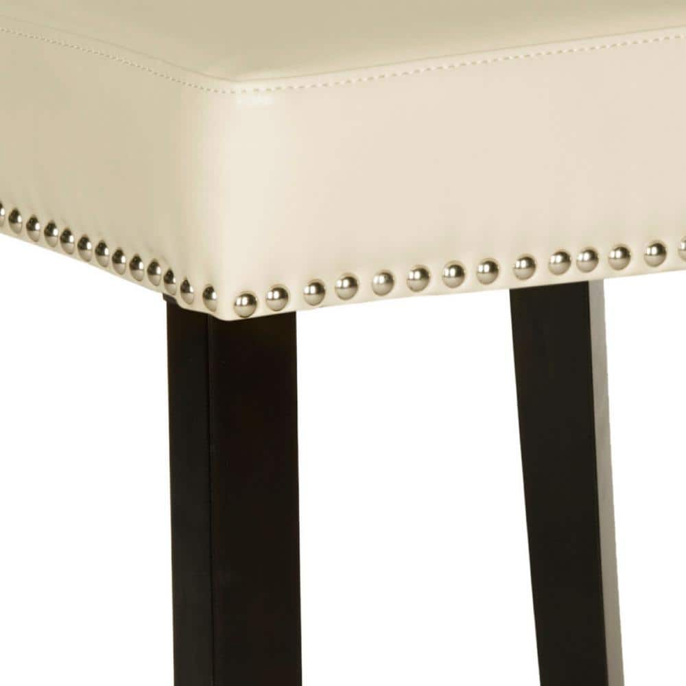 Espresso Birchwood and Flat Cream Bicast Leather Counter Stool