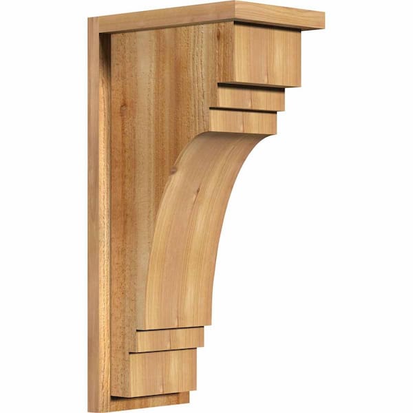 Ekena Millwork 8 in. x 12 in. x 24 in. Western Red Cedar Pescadero Rough Sawn Corbel with Backplate
