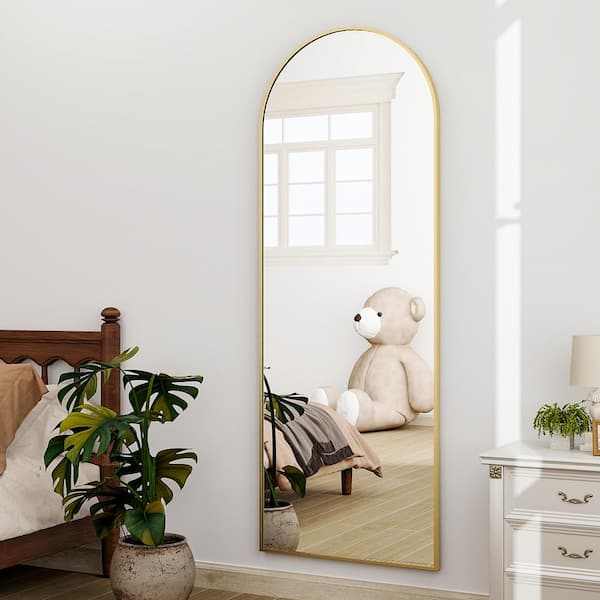 20 in. W x 64 in. H Arched Gold Modern Aluminum Alloy Framed Full Length Mirror Floor Mirror