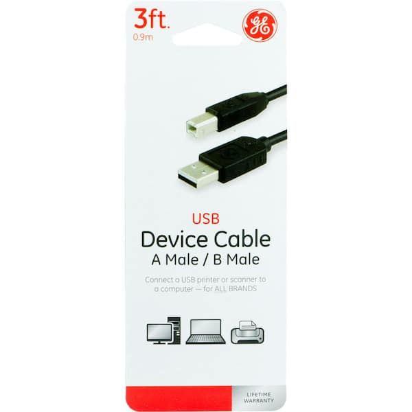 Commercial Electric 10 ft. USB to Printer Cable, Black MS0059-B - The Home  Depot