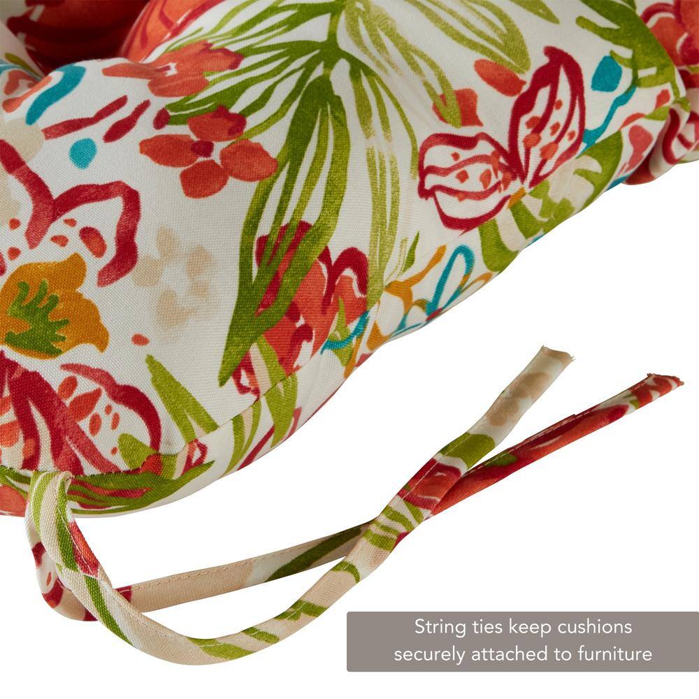 Breeze Floral Outdoor Tufted Chair Cushion 42" x 21" Set of 2