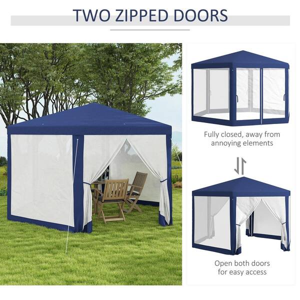 Otryad 13 ft. x 11 ft. Blue Outdoor Party Tent, Hexagon Sun