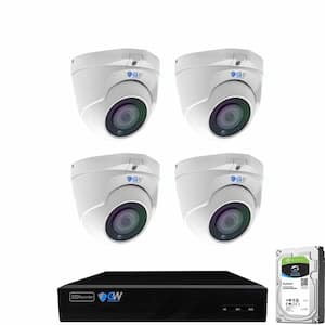 8-Channel 8MP 1TB NVR Smart Security Camera System 4 Wired Turret Cameras 2.8 mm to 12 mm Lens Human/Vehicle Detection