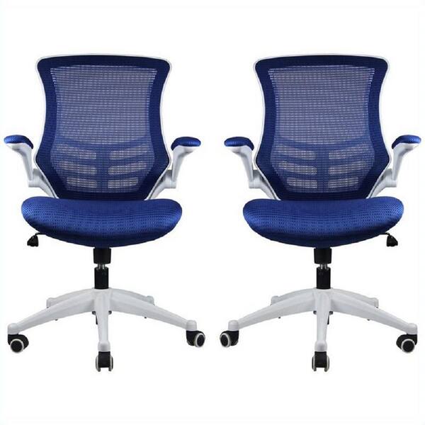 Manhattan Comfort Lenox Mesh Adjustable Royal Blue Office Chair (Set of 2)