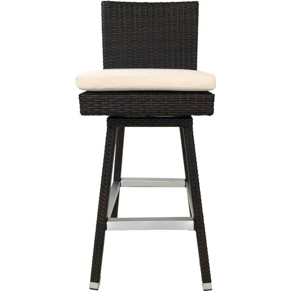 Unbranded Hilton Swivel Wicker Patio 30 in. Bar Stool with Cushion (Set of 2)