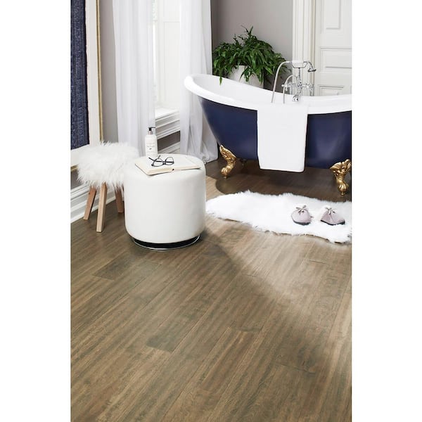 Take Home Sample - Tanned Leather Engineered Waterproof Hardwood Flooring - 5 in. Width x 6 in. Length