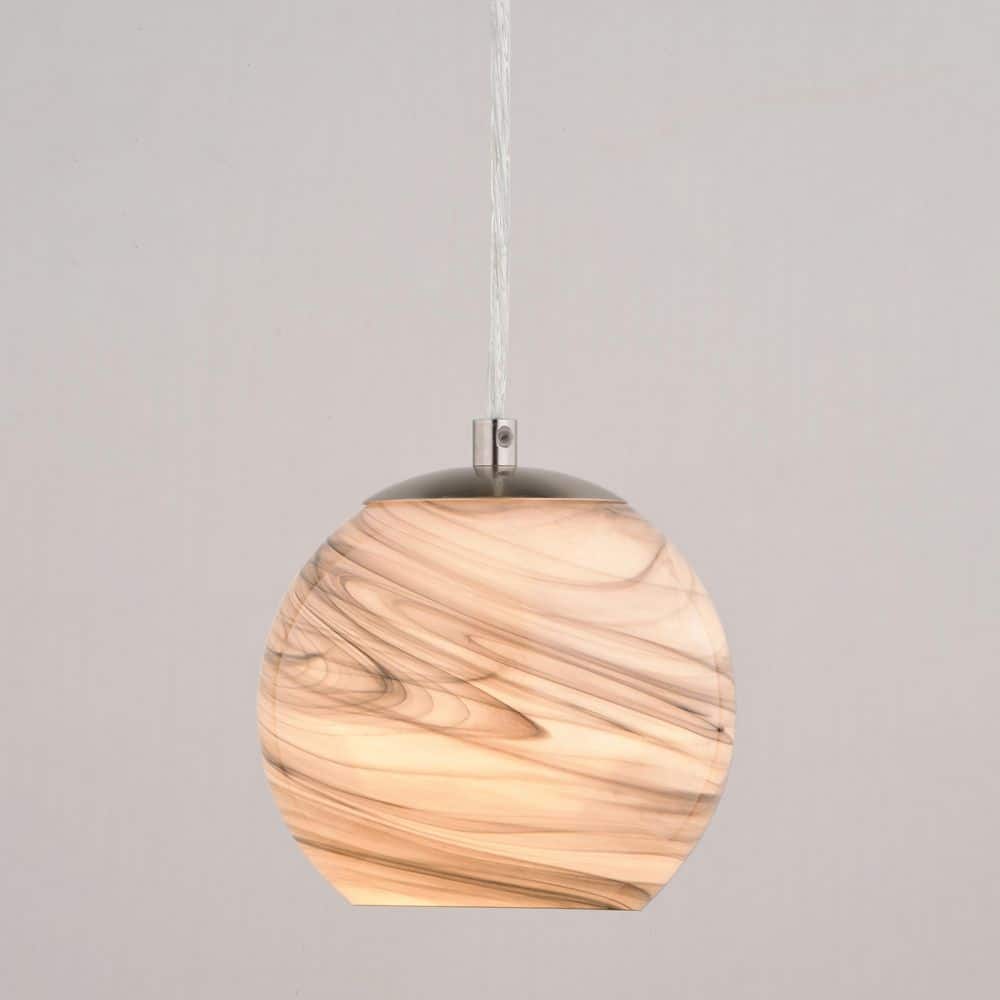 Milano Satin Nickel Mini Globe Pendant Light with Hand-Blown Glass