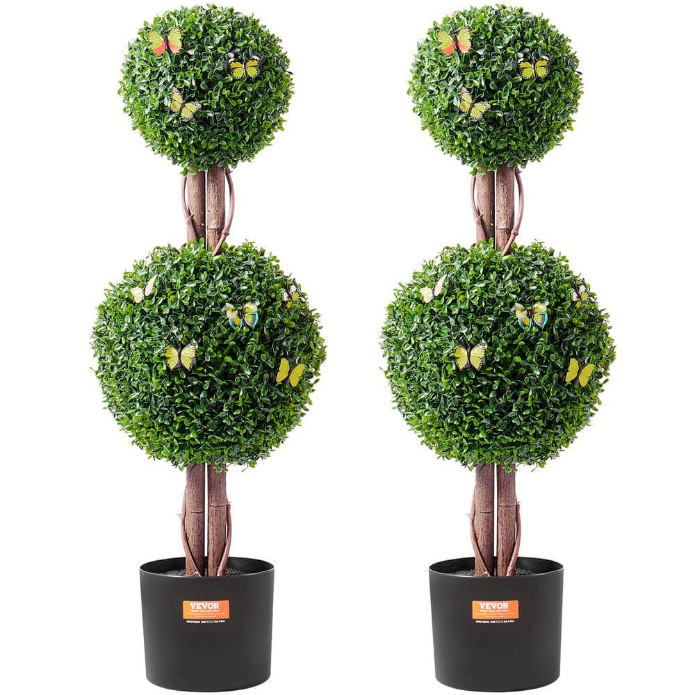VEVOR 48 in. Tall (2 Pieces) Artificial Boxwood Topiary Tree, Double