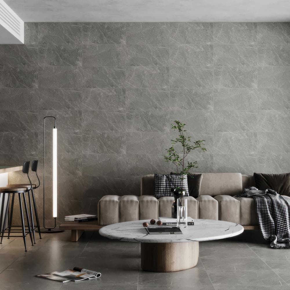 Florence Gray 12" x 24" Matte Porcelain Marble Look Tile
