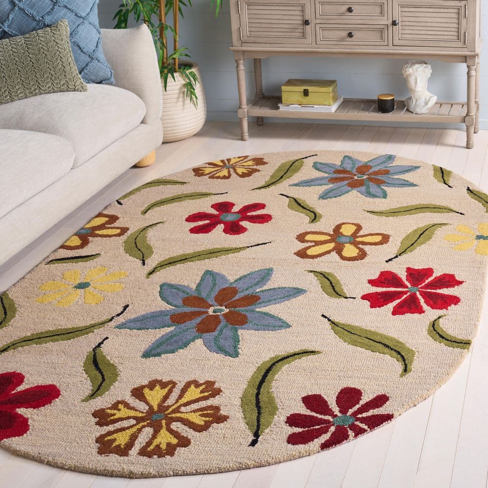 Blossom 5 ft. x 8 ft. Oval Beige/Multi Floral Petals Area Rug price history on PriceWatchPro
