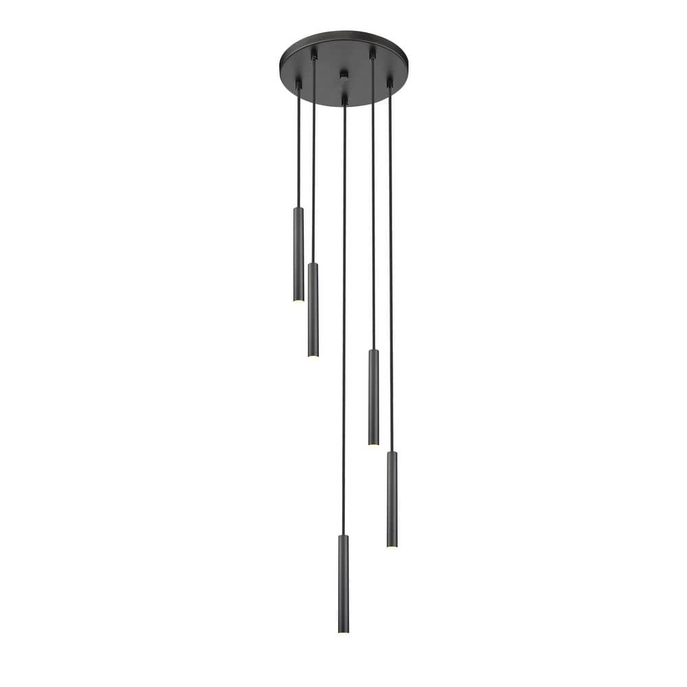 Forest 12 inch Matte Black 5 Light Integrated LED Chandelier