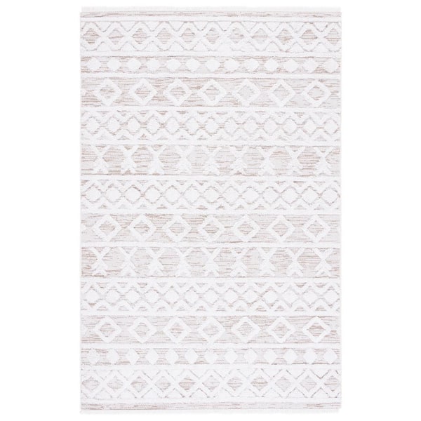 SAFAVIEH Augustine Ivory/Beige 2 ft. x 5 ft. Chevron Striped Area Rug