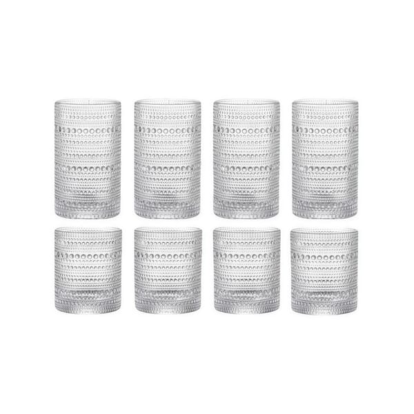 Vintage Hobnail Drinking Glasses Set, 12 oz. Highball Glasses and 10 oz. Cocktail Glasses Set for Juice Cocktail Whiskey