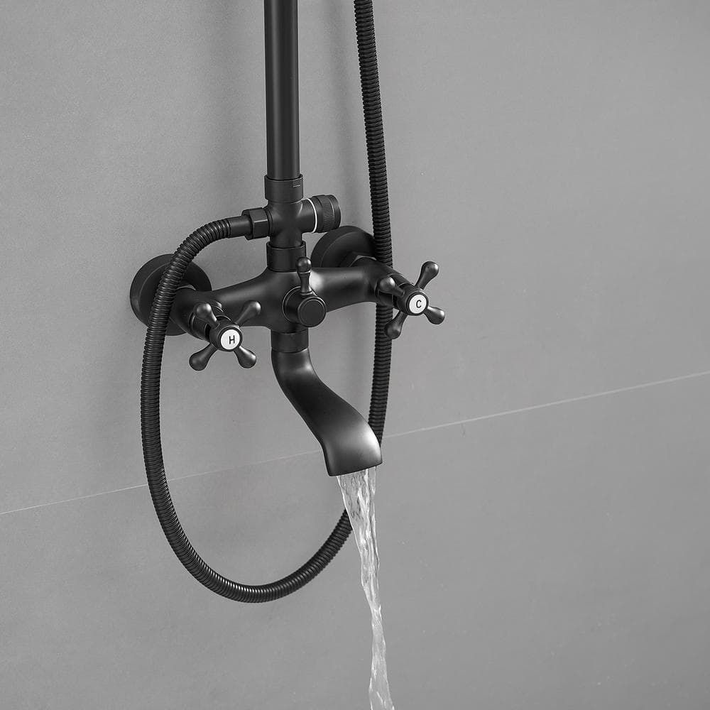 Matte Black Adjustable Height Dual Shower Head System
