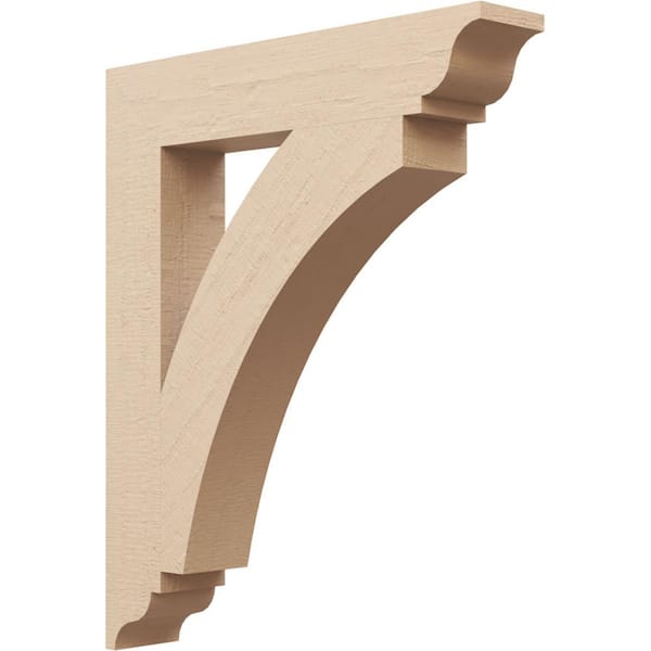 Ekena Millwork 3.5 in. x 24 in. x 20 in. Thorton Traditional Rough Cedar Woodgrain Timberthane Polyurethane Bracket, Primed Tan