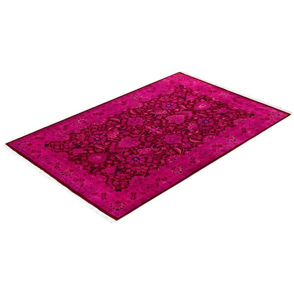 Overdyed Purple 4 x 6 Solid Wool Indoor Area Rug